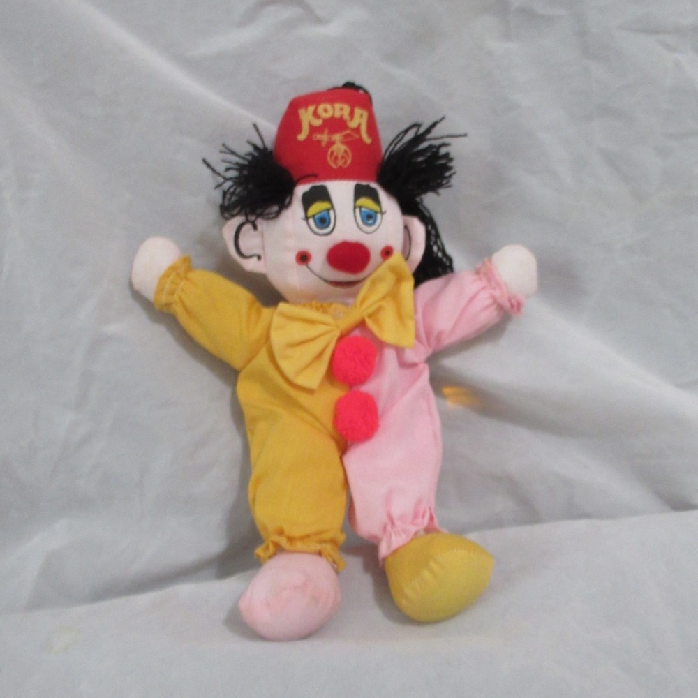 Vintage stuffed Kora Clown 9" Plush Stuffed Toy Cloth body